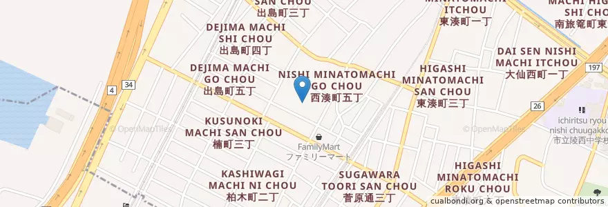 Mapa de ubicacion de 市立湊西小学校 en Japan, 大阪府, 堺市, 堺区.