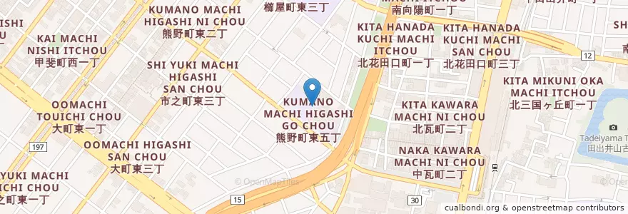 Mapa de ubicacion de 市立熊野小学校 en 日本, 大阪府, 堺市, 堺区.