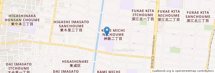 Mapa de ubicacion de 市立相生中学校 en Japon, Préfecture D'Osaka, 大阪市, 東成区.