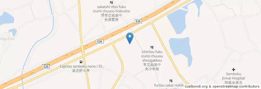 Mapa de ubicacion de 市立福泉南中学校 en Japon, Préfecture D'Osaka, Sakai, 南区.