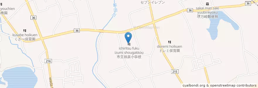 Mapa de ubicacion de 市立福泉小学校 en Japon, Préfecture D'Osaka, Sakai, 西区.