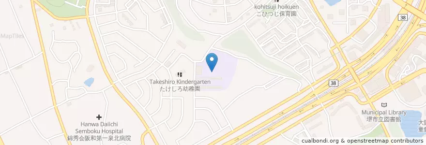 Mapa de ubicacion de 市立竹城台小学校 en Japón, Prefectura De Osaka, 堺市, 南区.