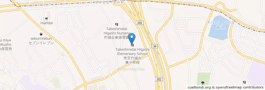 Mapa de ubicacion de 市立竹城台東小学校 en Japão, 大阪府, 堺市, 南区.