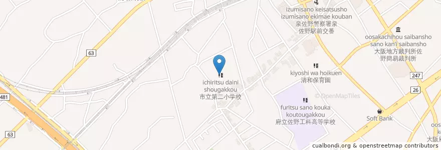 Mapa de ubicacion de 市立第二小学校 en 일본, 오사카부, 泉佐野市.