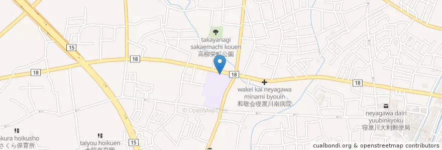 Mapa de ubicacion de 市立西小学校 en Jepun, 大阪府, 寝屋川市.