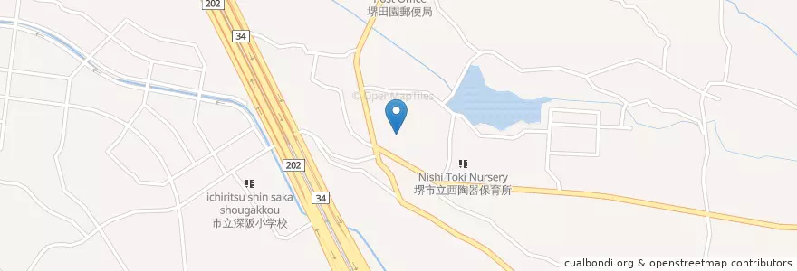 Mapa de ubicacion de 市立西陶器小学校 en 일본, 오사카부, 사카이시, 南区, 中区.