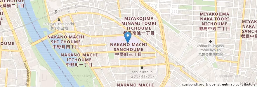 Mapa de ubicacion de 市立都島中学校 en Giappone, Prefettura Di Osaka, 大阪市, 都島区.