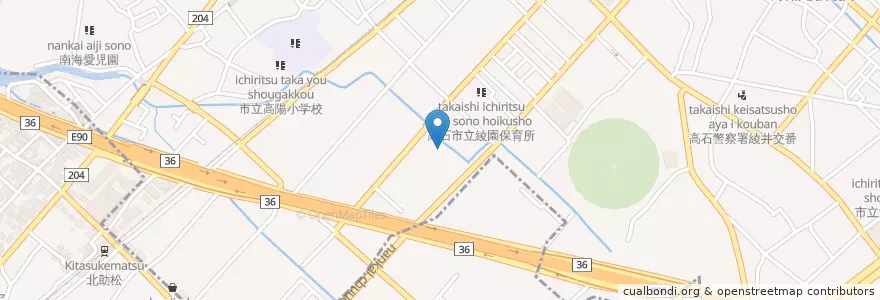 Mapa de ubicacion de 市立高南中学校 en Japan, Präfektur Osaka, 高石市.