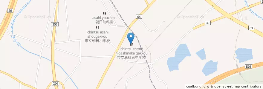 Mapa de ubicacion de 市立鳥取東中学校 en 日本, 大阪府, 阪南市.
