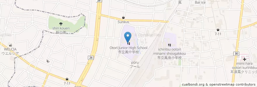 Mapa de ubicacion de 市立鳳中学校 en Japon, Préfecture D'Osaka, Sakai, 西区.