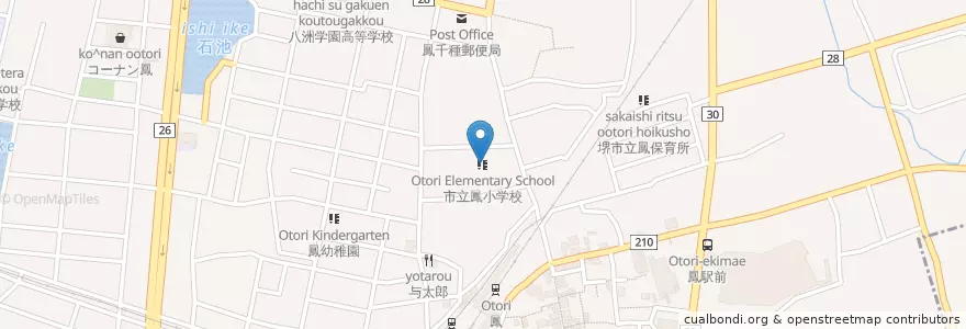 Mapa de ubicacion de Otori Elementary School en Japan, Osaka Prefecture, Sakai, Nishi Ward.