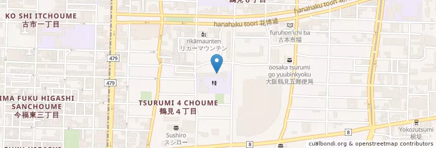 Mapa de ubicacion de 市立鶴見小学校 en Japon, Préfecture D'Osaka, 大阪市, 鶴見区.