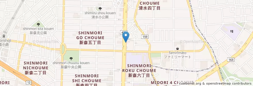 Mapa de ubicacion de 平和の子保育園 en Japan, 大阪府, Osaka, 旭区.