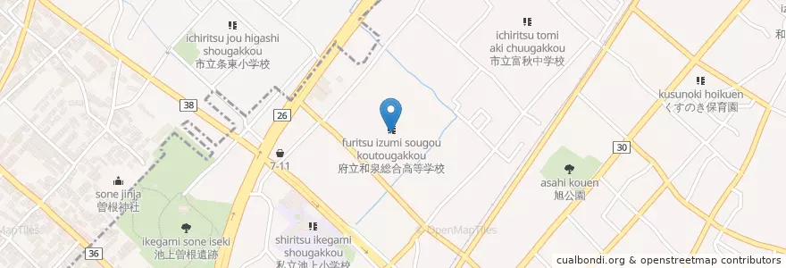 Mapa de ubicacion de 府立和泉工業高等学校 en Japan, 大阪府, 和泉市.