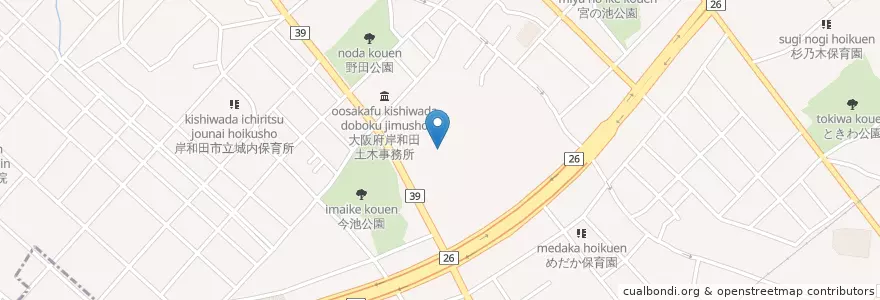 Mapa de ubicacion de 府立和泉高等学校 en 日本, 大阪府, 岸和田市.