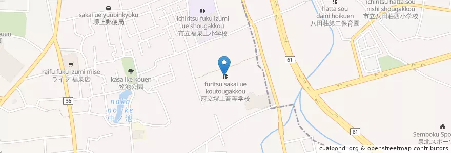 Mapa de ubicacion de 府立堺上高等学校 en Japan, 大阪府, 堺市, 西区.