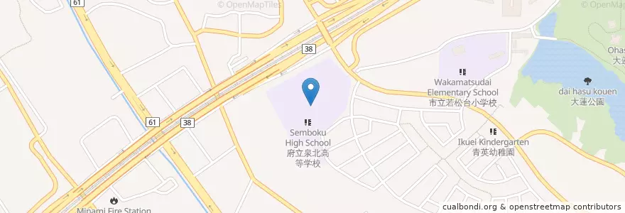 Mapa de ubicacion de 府立泉北高等学校 en Jepun, 大阪府, 堺市, 南区.