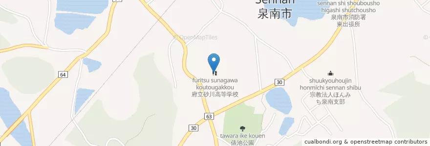 Mapa de ubicacion de 府立砂川高等学校 en 日本, 大阪府, 泉南市.