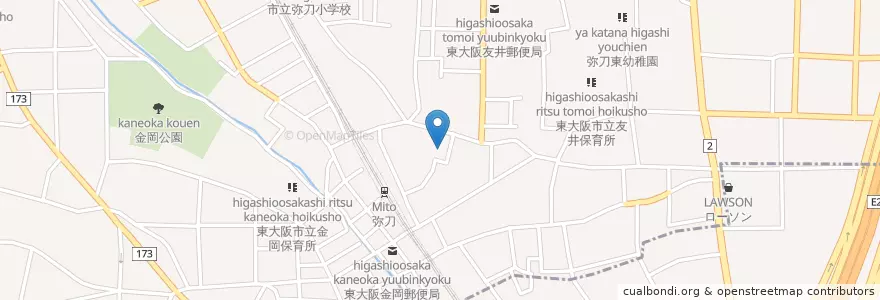 Mapa de ubicacion de 康生会みと中央病院 en Japão, 大阪府, 東大阪市.