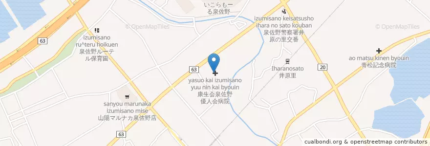 Mapa de ubicacion de 康生会泉佐野優人会病院 en Japón, Prefectura De Osaka, 泉佐野市.