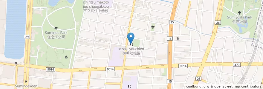 Mapa de ubicacion de 御崎幼稚園 en 日本, 大阪府, 大阪市, 住之江区.