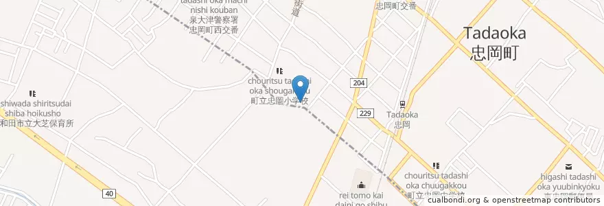 Mapa de ubicacion de 忠岡幼稚園 en 日本, 大阪府, 泉北郡, 忠岡町.