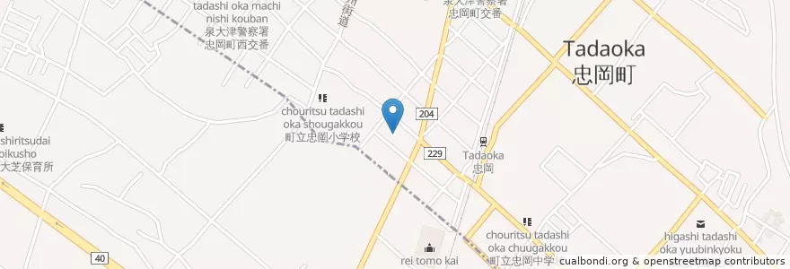Mapa de ubicacion de 忠岡町図書館 en 日本, 大阪府, 泉北郡, 忠岡町.