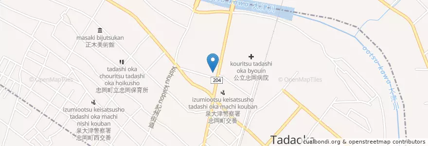 Mapa de ubicacion de 忠岡町消防本部 en 日本, 大阪府, 泉北郡, 忠岡町.