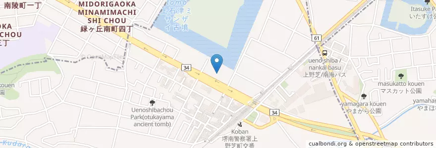Mapa de ubicacion de 恒昭会上野芝病院 en 日本, 大阪府, 堺市, 堺区, 西区.