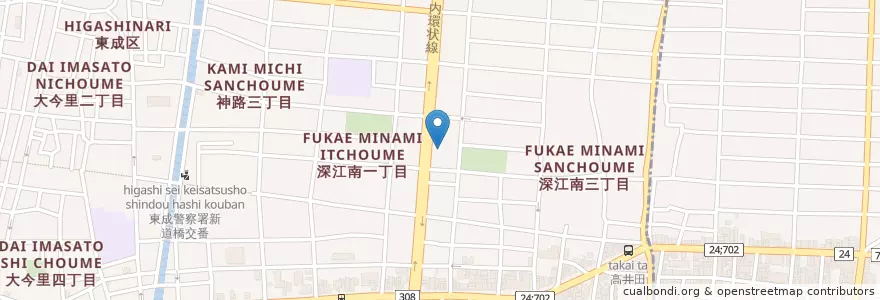 Mapa de ubicacion de 恵友会内藤病院 en 日本, 大阪府, 大阪市, 東成区.