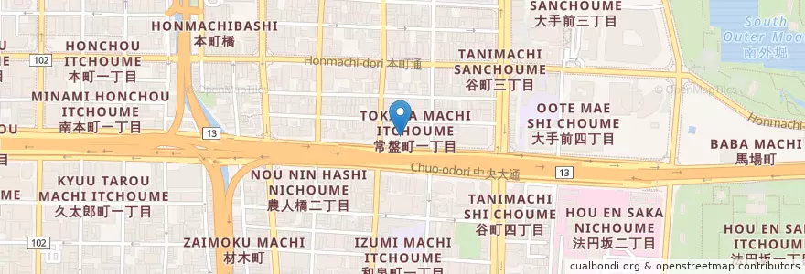 Mapa de ubicacion de 新エネルギー・産業技術総合開発機構関西支部 en Japan, 大阪府, Osaka, 中央区.