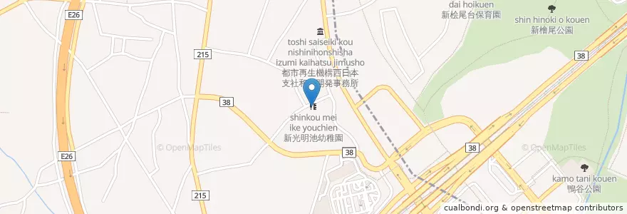 Mapa de ubicacion de 新光明池幼稚園 en 日本, 大阪府, 和泉市.
