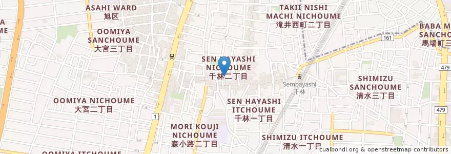 Mapa de ubicacion de 旭千林郵便局 en 日本, 大阪府, 大阪市, 旭区.