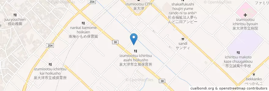 Mapa de ubicacion de 旭幼稚園 en 日本, 大阪府, 泉大津市.