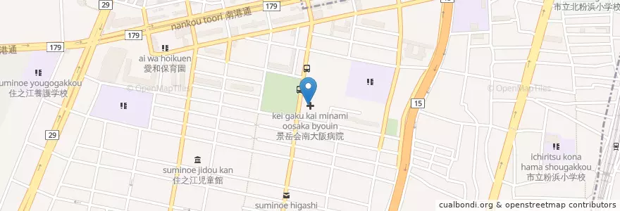 Mapa de ubicacion de 景岳会南大阪病院 en 日本, 大阪府, 大阪市, 住之江区.