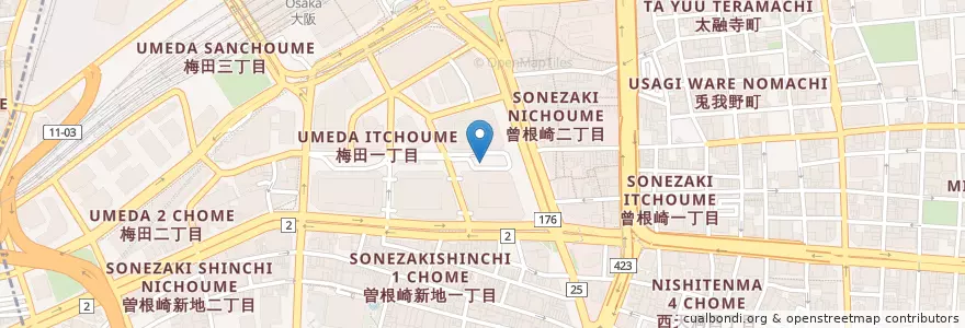 Mapa de ubicacion de 曽根崎警察署ダイヤモンド地下街交番 en اليابان, أوساكا, أوساكا, 北区.