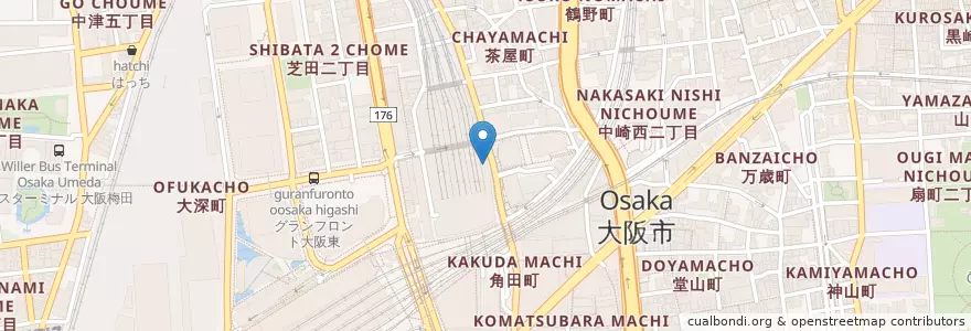 Mapa de ubicacion de 芝田交番 en Japon, Préfecture D'Osaka, 大阪市, 北区.