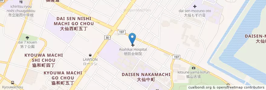 Mapa de ubicacion de 朝日会病院 en Japão, 大阪府, 堺市, 堺区.