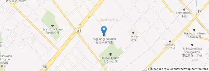 Mapa de ubicacion de 杉乃木保育園 en Jepun, 大阪府, 岸和田市.