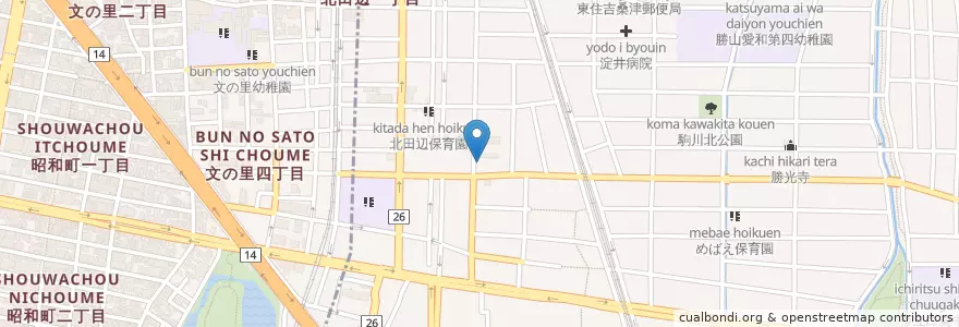 Mapa de ubicacion de 東住吉警察署北田辺交番 en Japan, 大阪府, Osaka, 東住吉区.