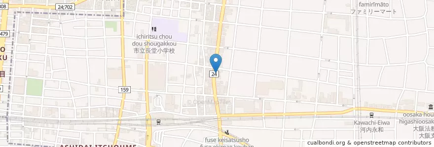 Mapa de ubicacion de 東大阪長堂郵便局 en Jepun, 大阪府, 東大阪市.