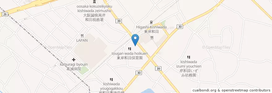 Mapa de ubicacion de 東岸和田保育園 en Japan, Osaka Prefecture, Kishiwada.