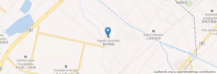 Mapa de ubicacion de 東幼稚園 en 日本, 大阪府, 貝塚市.