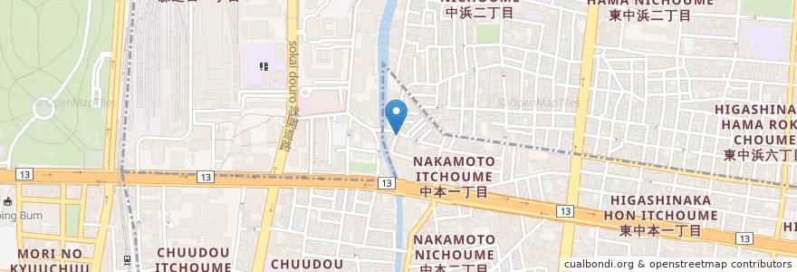 Mapa de ubicacion de 東成中浜郵便局 en Jepun, 大阪府, 大阪市, 城東区.
