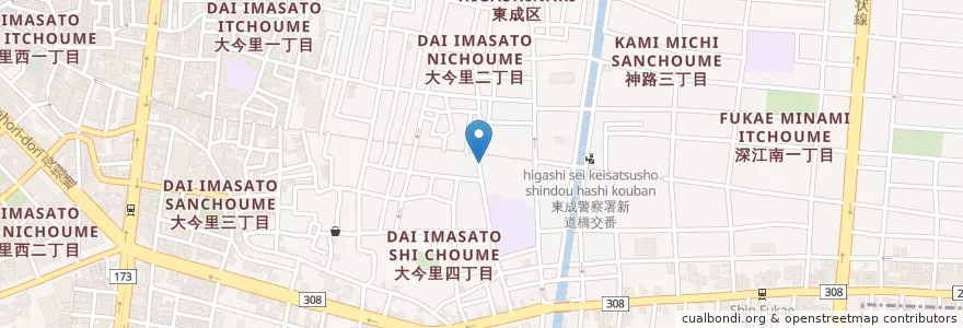 Mapa de ubicacion de 東成今里郵便局 en Япония, Осака, 大阪市, 東成区.