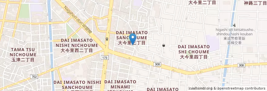 Mapa de ubicacion de 東成大今里郵便局 en اليابان, أوساكا, أوساكا, 東成区.