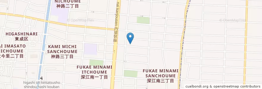 Mapa de ubicacion de 東成深江中郵便局 en Japan, 大阪府, Osaka, 東成区.