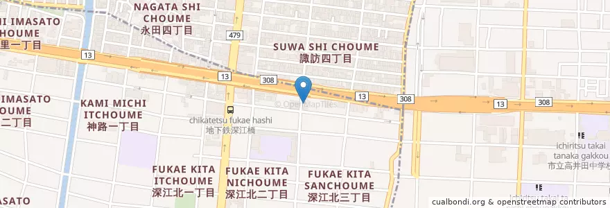 Mapa de ubicacion de 東成深江橋郵便局 en 日本, 大阪府, 大阪市, 東成区.