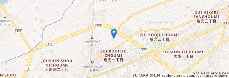 Mapa de ubicacion de 東淀川上新庄郵便局 en Japan, Osaka Prefecture, Osaka, Higashiyodogawa Ward.