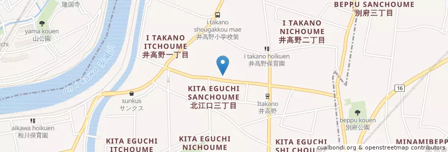 Mapa de ubicacion de 東淀川井高野郵便局 en Япония, Осака, 大阪市, 東淀川区.